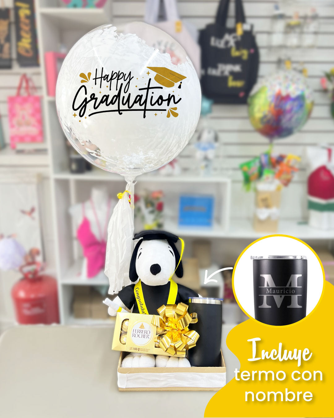 Arreglo "Graduación Snoopy"