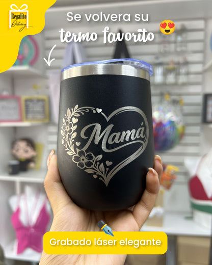 Vaso térmico negro "Mamá"