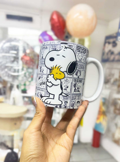 Taza Blanca "Snoopy y Charlie"