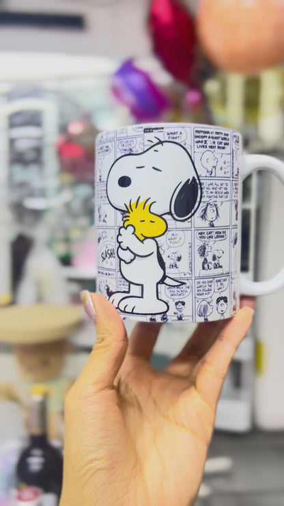 Taza Blanca "Snoopy y Charlie"